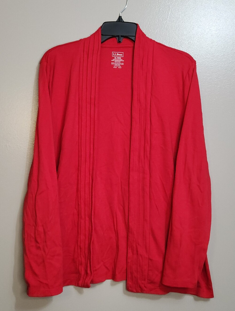L.L. Bean Women's Red Open-Front Draped Supima Cotton Cardigan Size XL